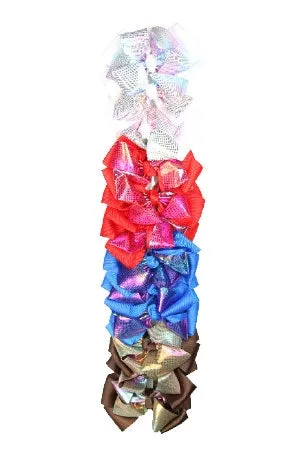 12 Large Cheer/Dance Clip On Ribbons - Metallic Assorted #7618