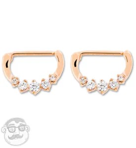 14G PVD Rose Gold Stainless Steel CZ Nipple Clicker Ring