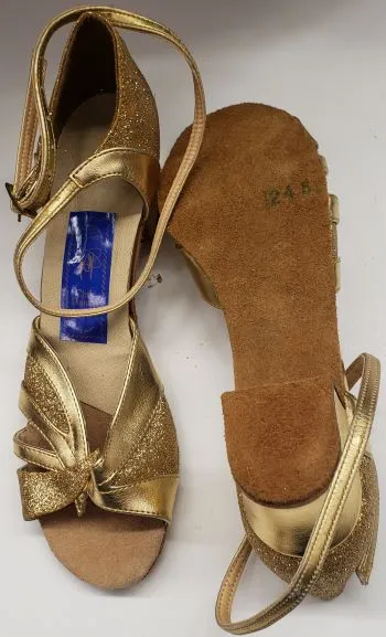 1.5" Laverne -- Women's Latin Sandal -- Gold/Gold Glitter