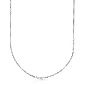 18ct White Gold Mixed Cut Diamond Long Fancy Necklet