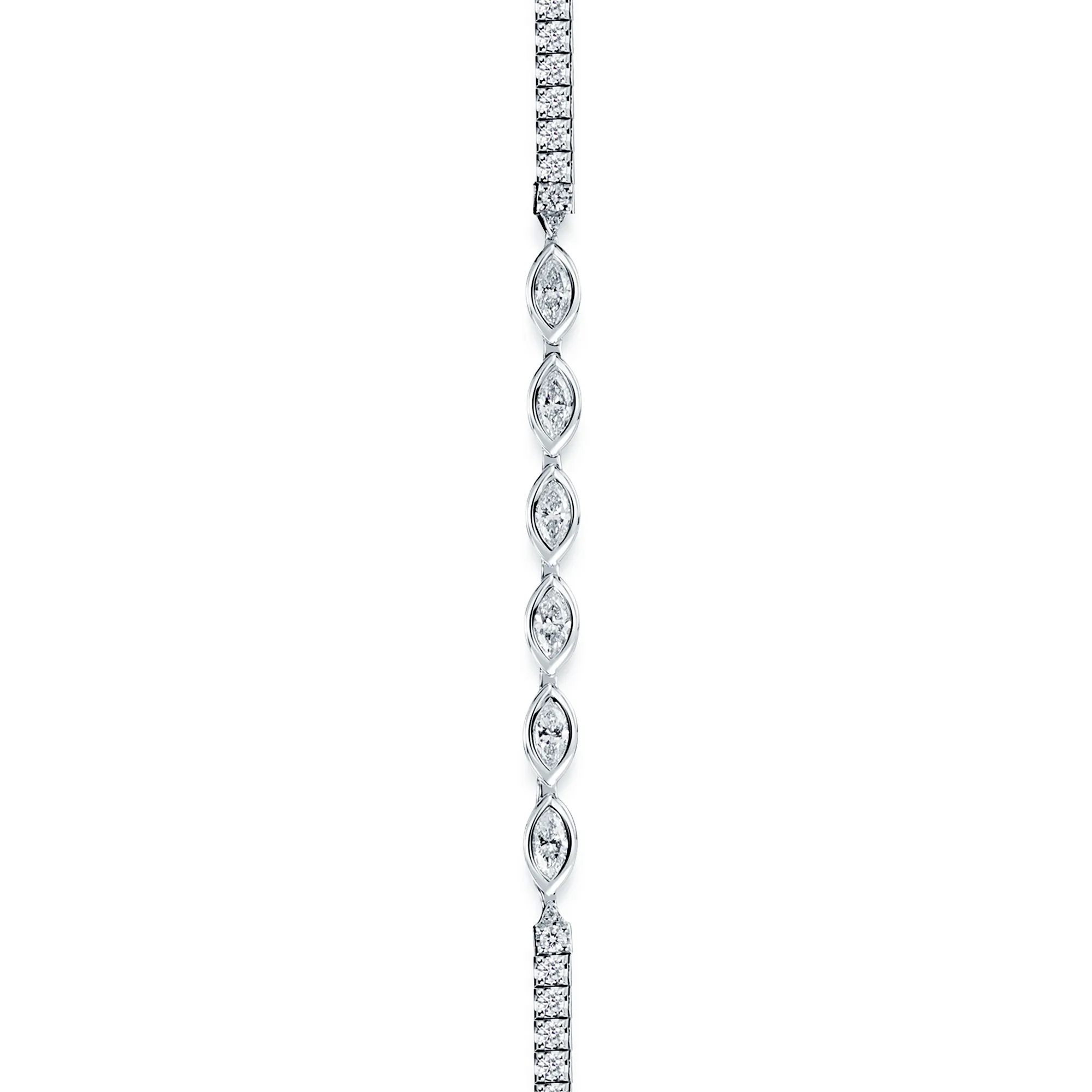 18ct White Gold Mixed Cut Diamond Long Fancy Necklet