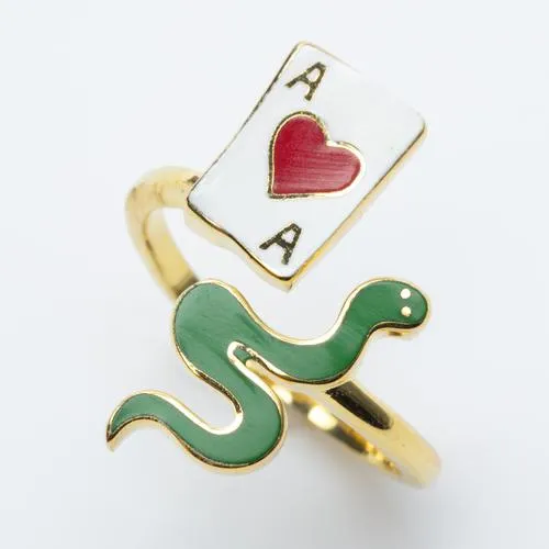 Ace of Hearts & Snake Ring