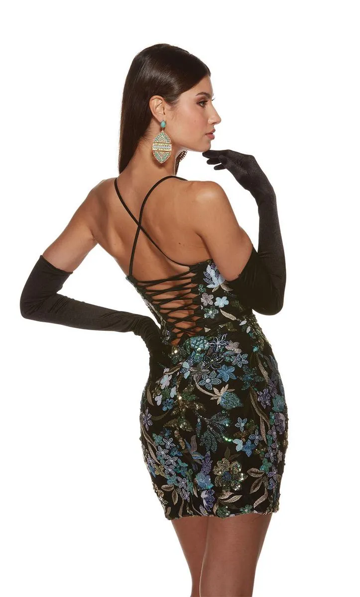 Alyce Paris Floral Sequin Corset HoCo Dress 4880