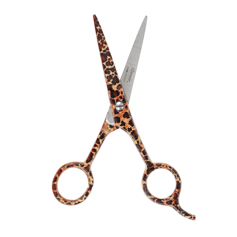 Annie 5 1/2" Premium Stainless Steel Straight Hair Shears - Leopard Pattern #5235