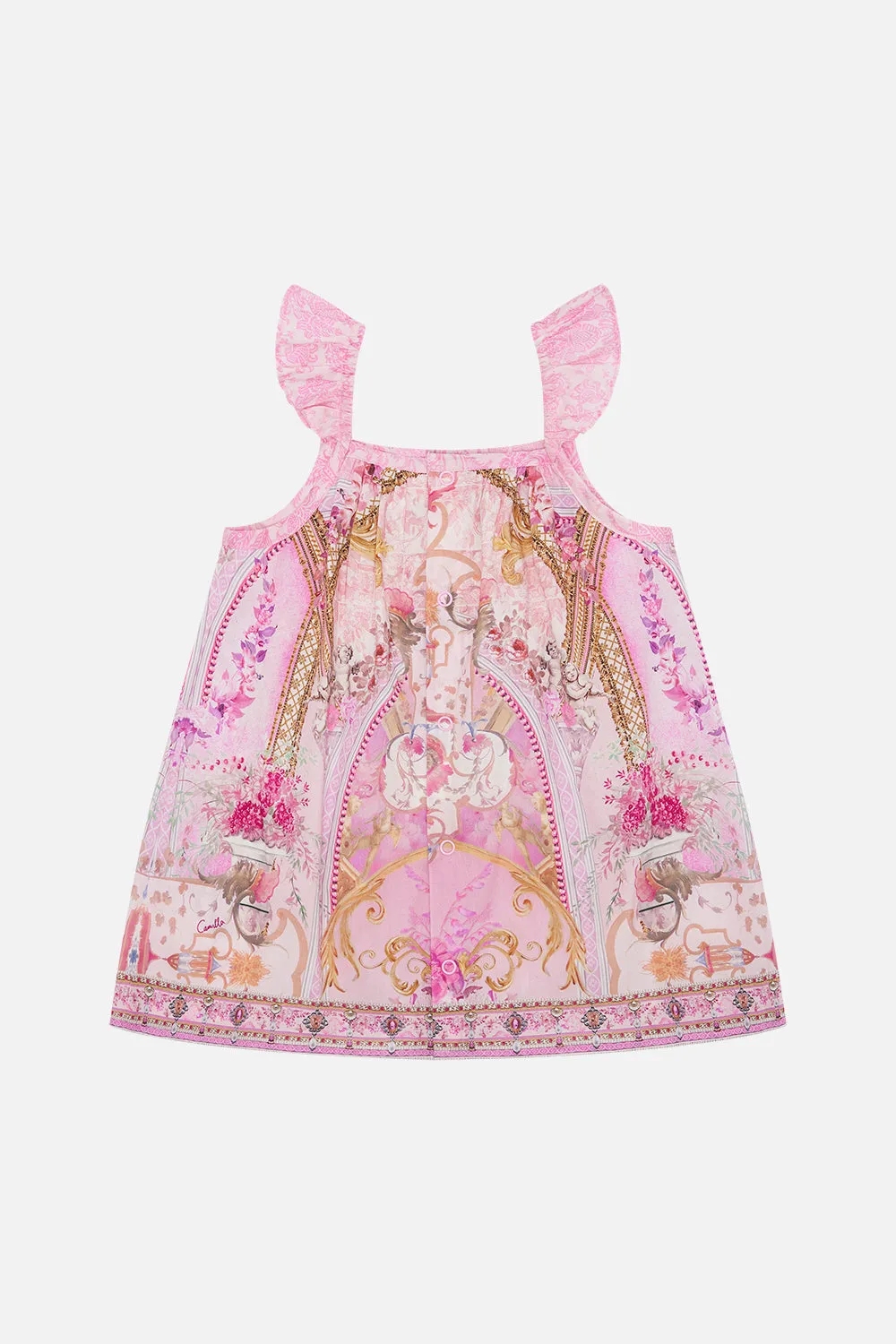 BABIES STRAIGHT NECK DRESS WITH FRILL SLEEVES FRESCO FAIRYTALE