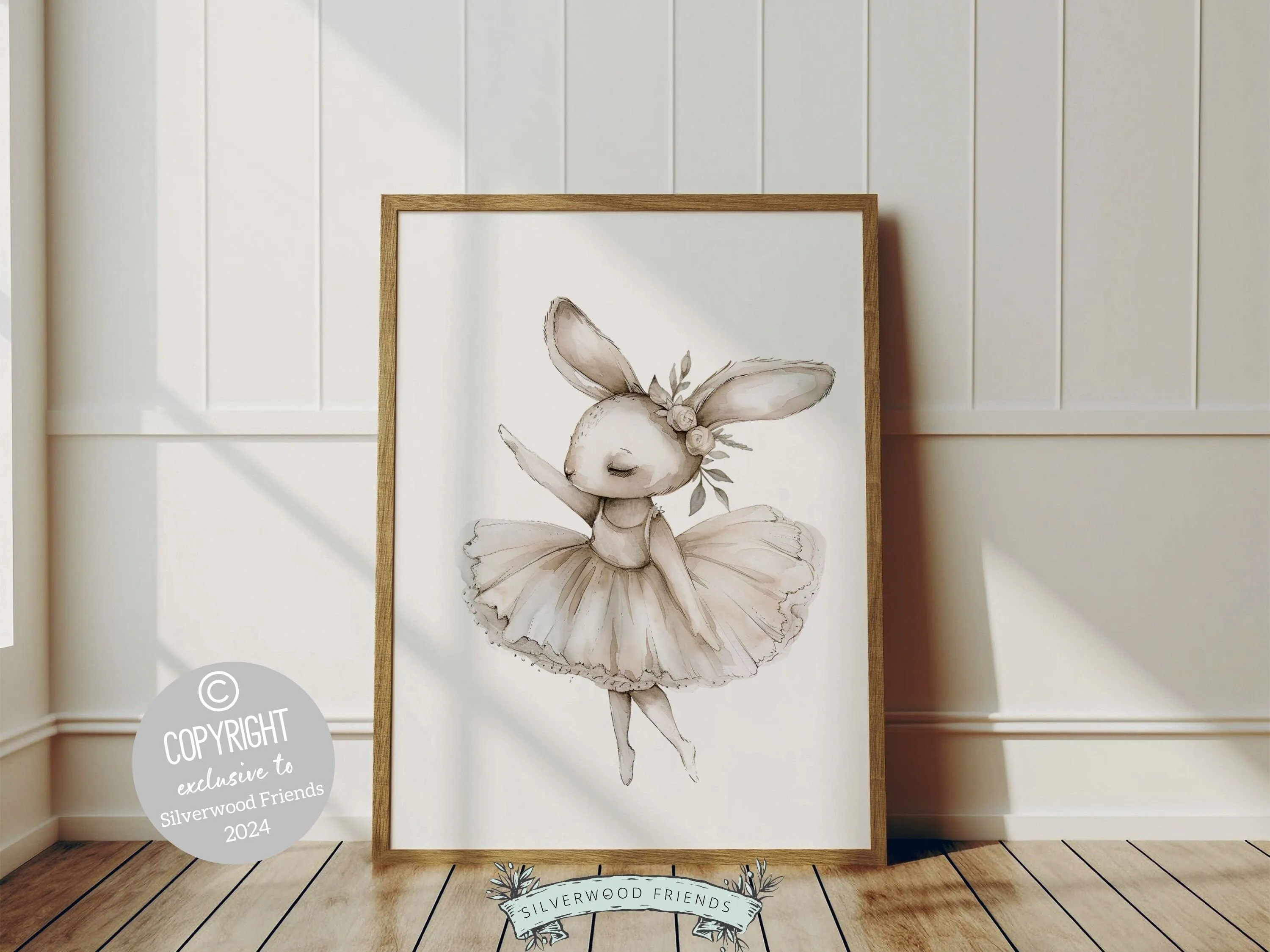 Ballerina Bunny Nursery Prints - Neutral Set 2