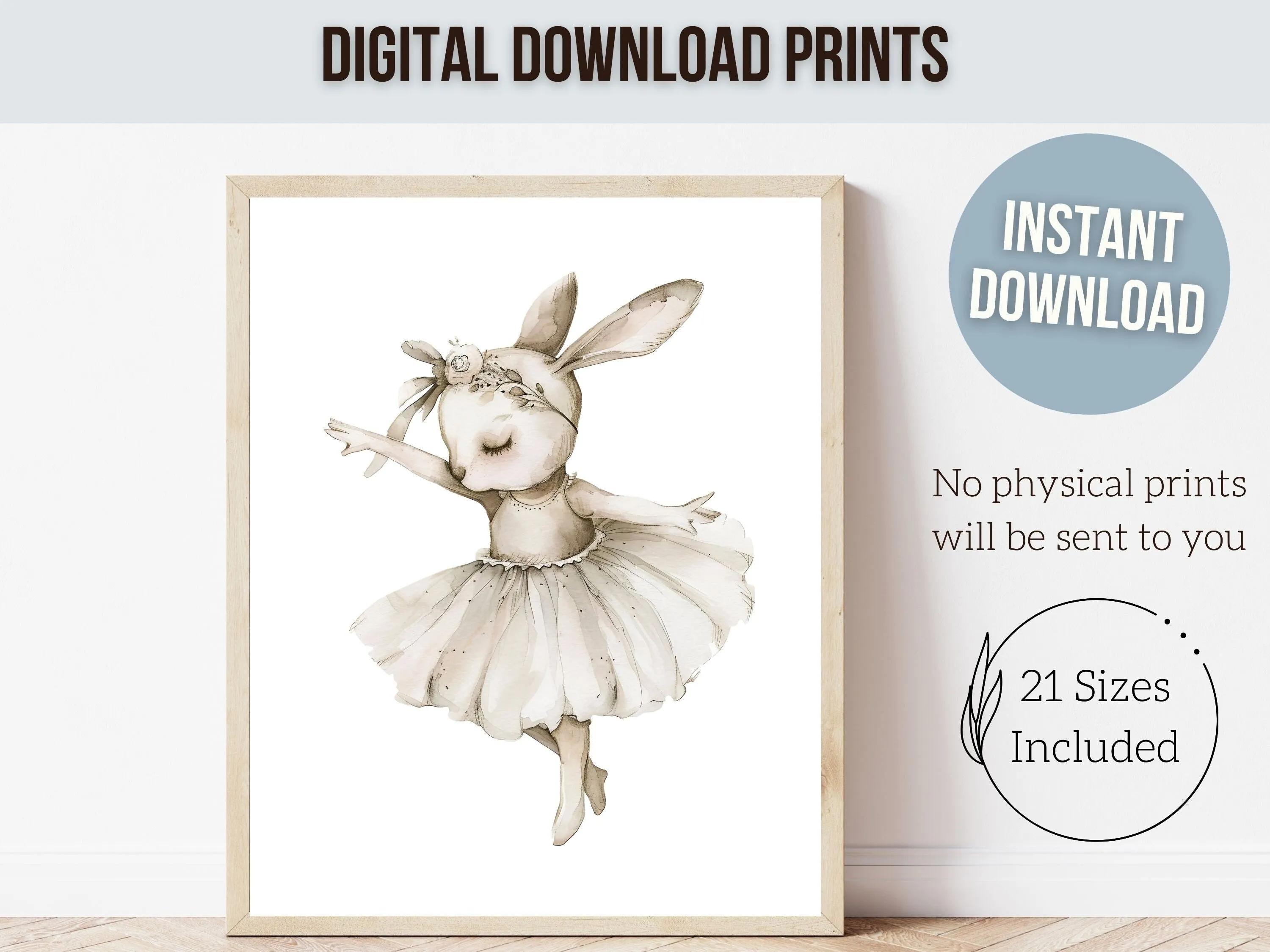 Ballerina Bunny Nursery Prints - Neutral Set 2