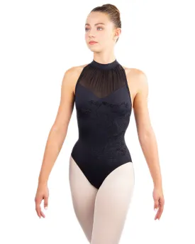 Ballet Rosa Edith Mesh Front Low Back Halter Leotard - Womens