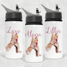 Ballet Shoes Personalised Aluminium Straw Water Bottle 650ml