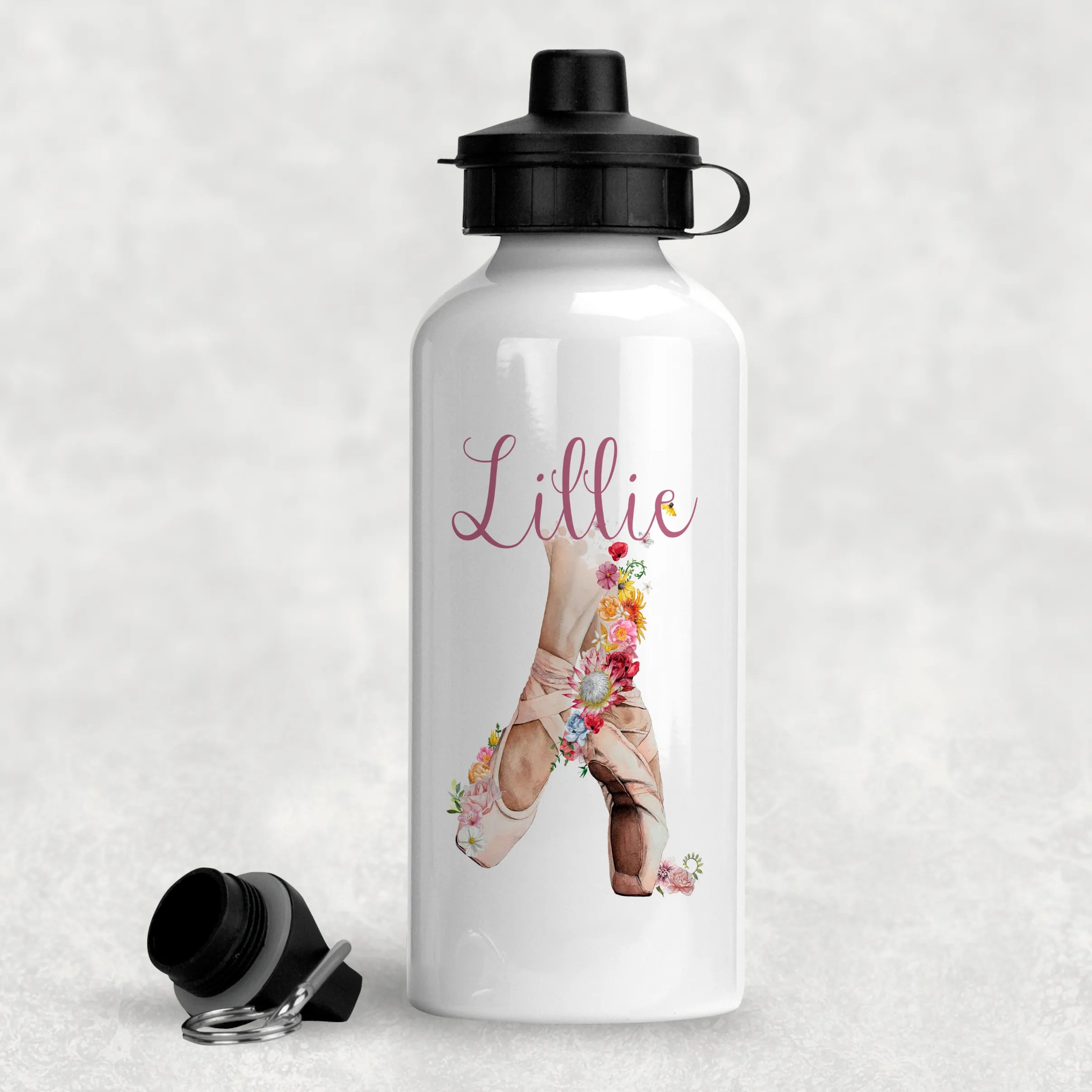 Ballet Shoes Personalised Aluminium Water Bottle 400/600ml