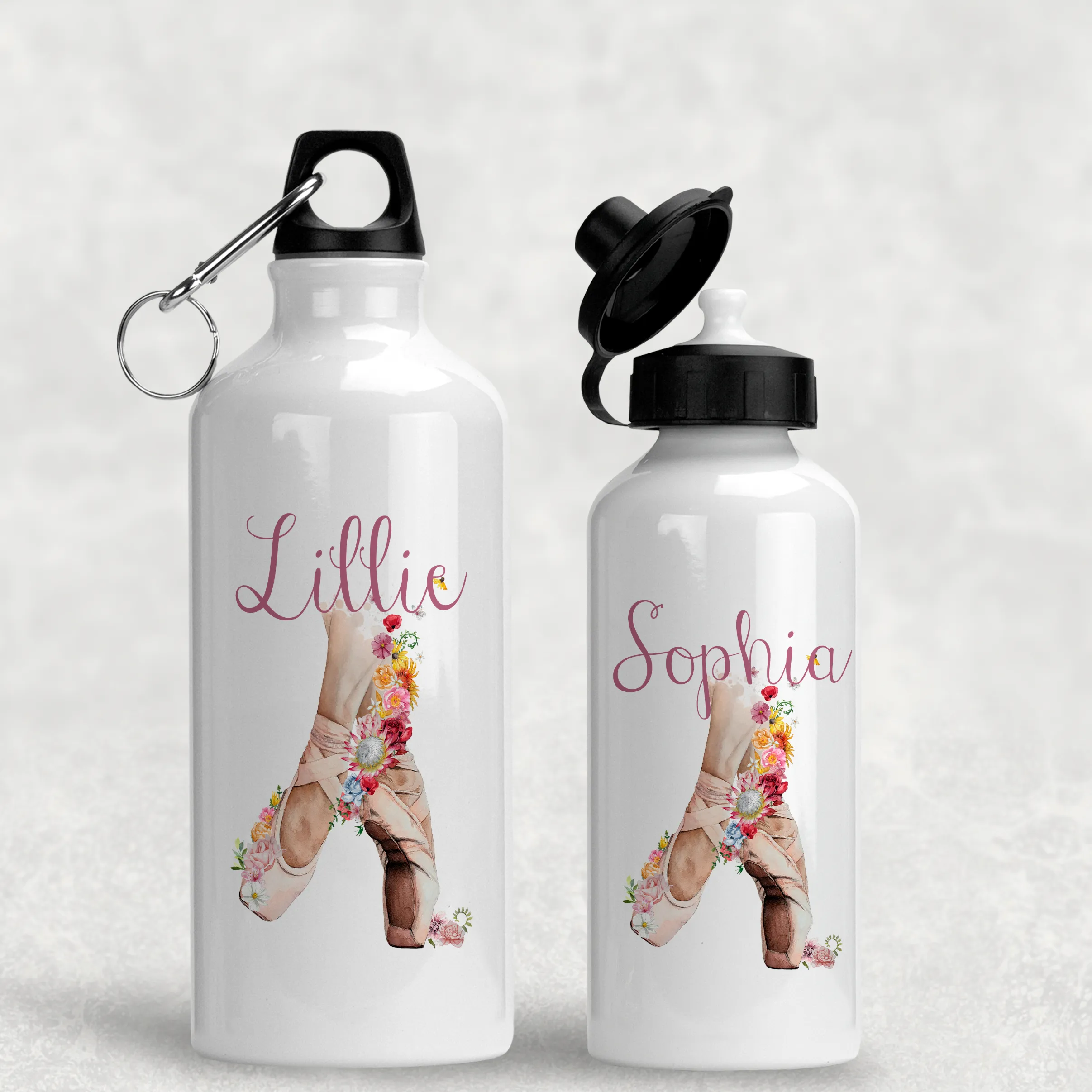 Ballet Shoes Personalised Aluminium Water Bottle 400/600ml