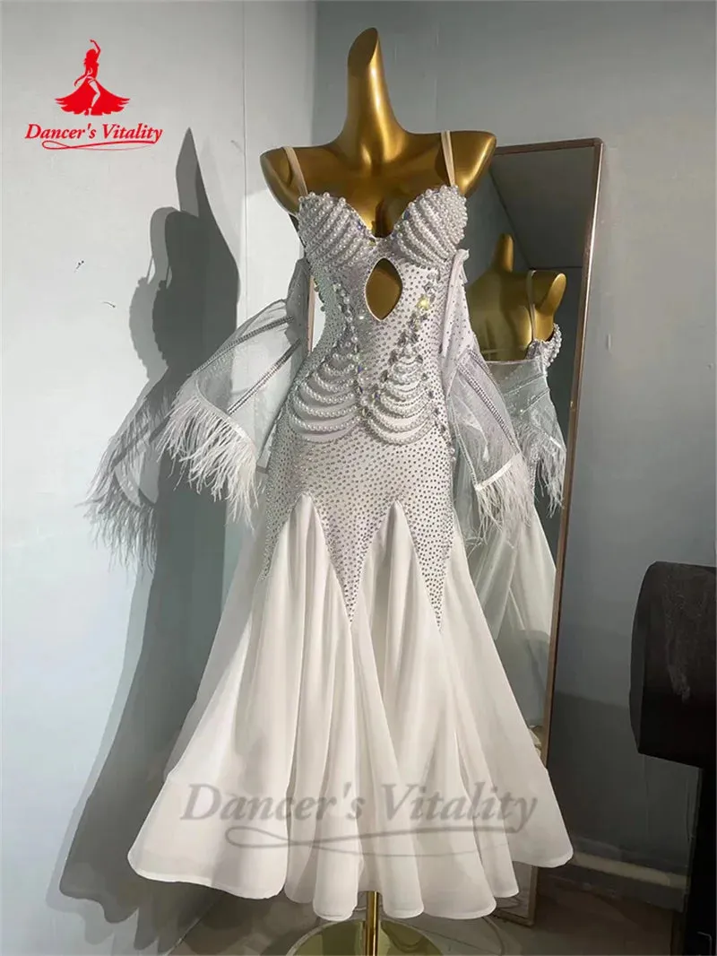 Ballroom Dance Performance Clothes for Women Hand Made Senior Modern Social Dancing Competiton Dress Adult Child Waltz Dresses modern dancing