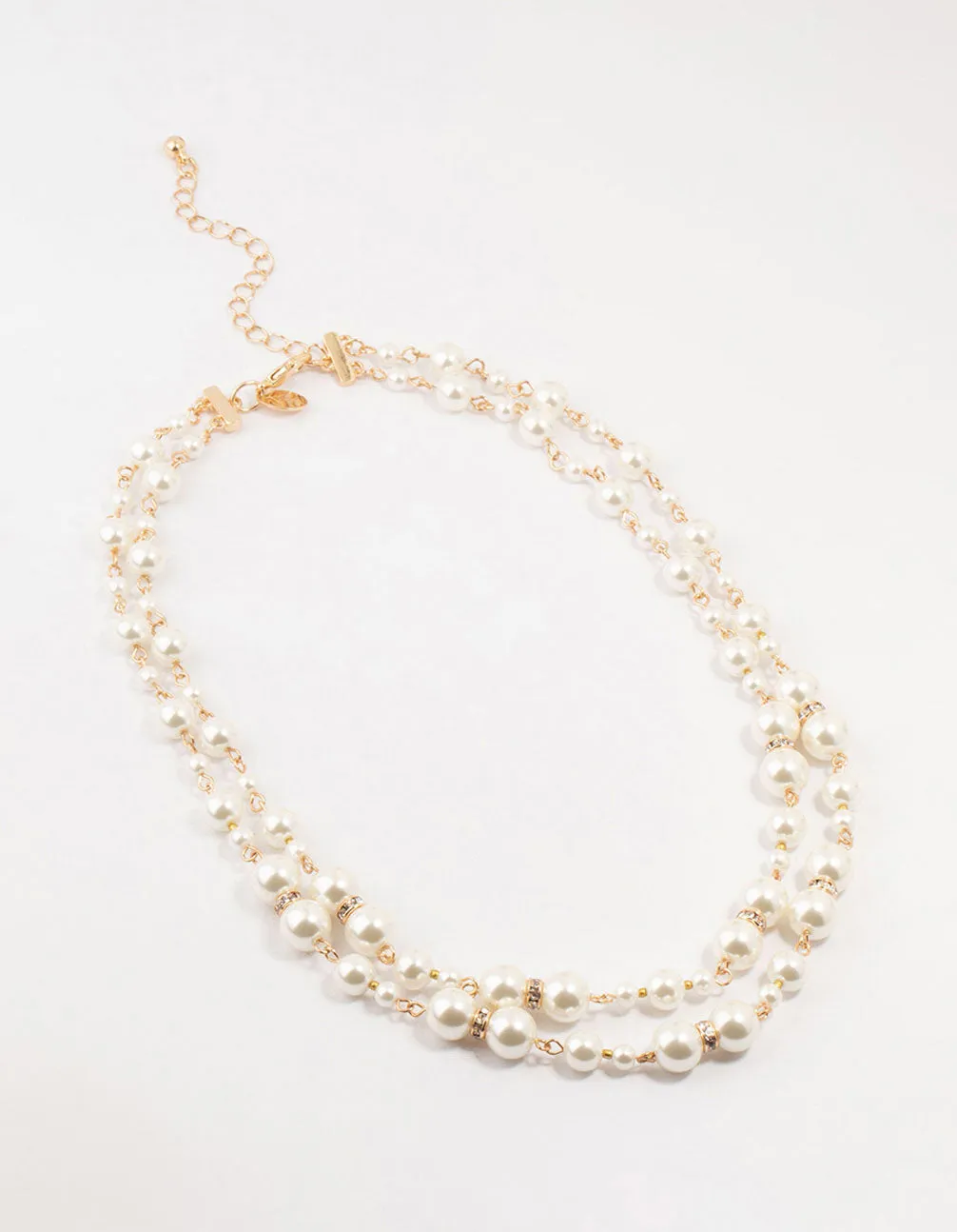 Beaded Metallic Pearl Layered Necklace