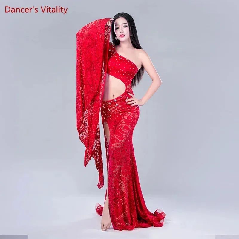 Belly Dance Costume Dress for Women Stones Lace Elegant Dresses Customzied Oriental Dance Clothing Belly Dancig Dress for Girls