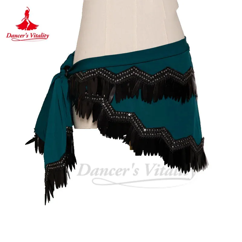 Belly Dance Costume Hip Scarf for Women Sequing Cotton Bellydancing Wear Belt Oriental Waist Chain Hip Scarves