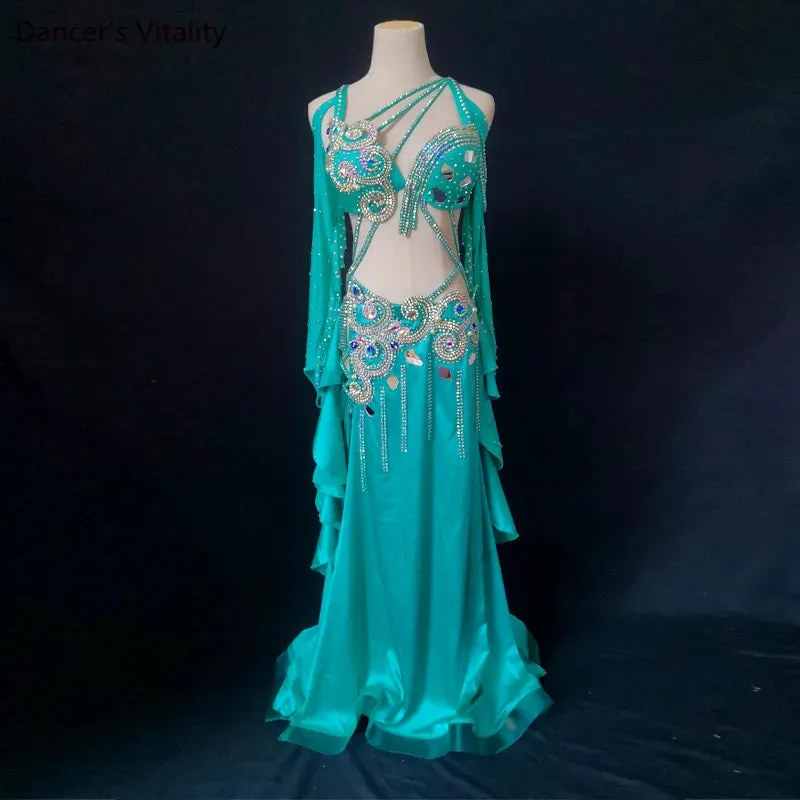 Belly Dance Costume Set for Women Belly Dancing Performance Competition Clothes Cusomized Kid's Adult Oriental Dance Clothing