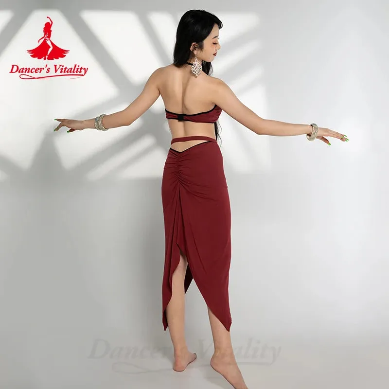 Belly Dance Costume Set for Women Sexy Sleeveless Top cotton Short Skirt 2pcs Oriental Belly Dancing Professional Outfit