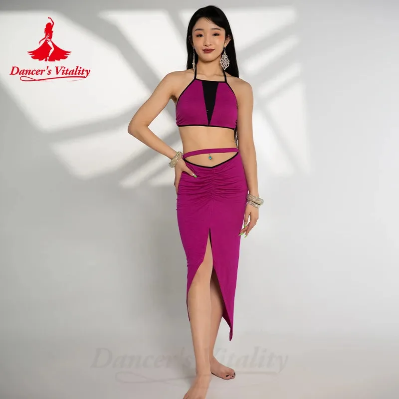 Belly Dance Costume Set for Women Sexy Sleeveless Top cotton Short Skirt 2pcs Oriental Belly Dancing Professional Outfit