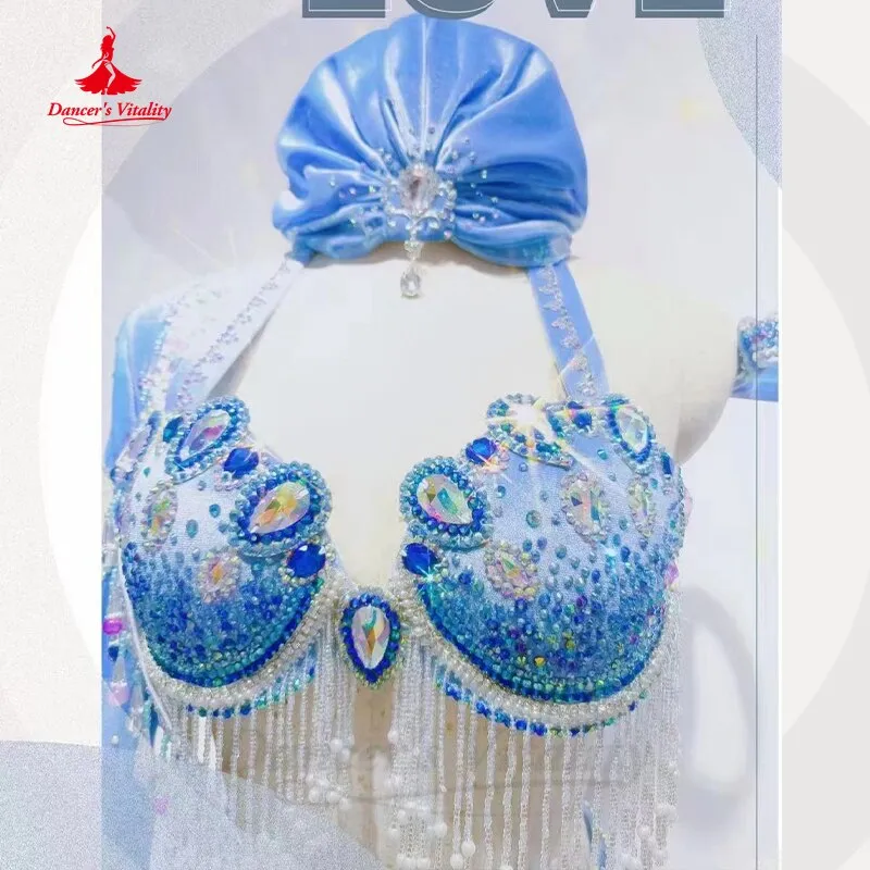 Belly Dance Costume Set Senior AB Bra headdress robe 3pcs Customsized Shaabi Baladi Performance Women Saidi Clothing Outfit