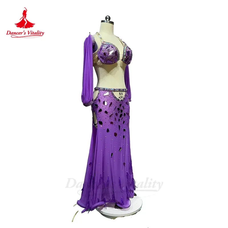 Belly Dance Costume Suit  Customized Diamond Bra Appear Thin Fishtail Skirt Oriental Dance Professional High End Dance Skirt