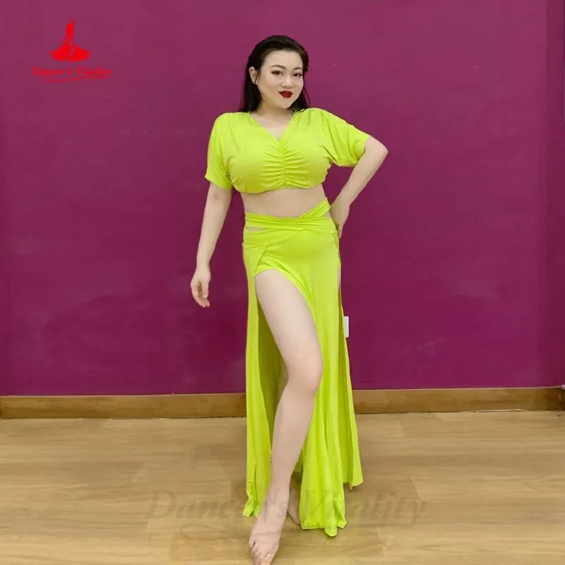 Belly Dance Costume Suit Women Children Oriental Dance Practice Clothes Short Sleeves Top long Skirt 2pcs Bellydance Outfit