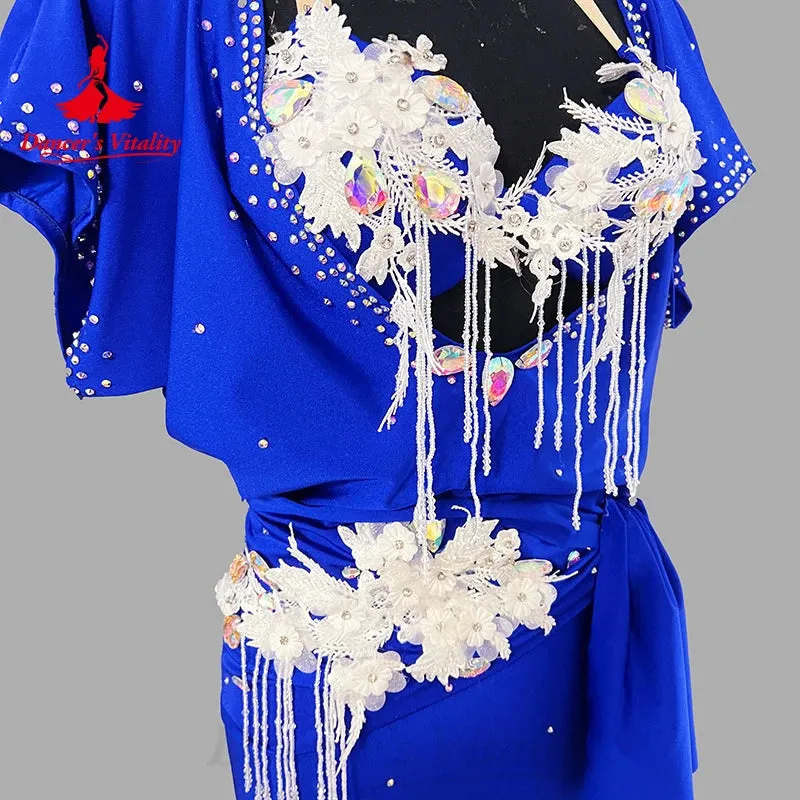 Belly Dance Costume Women's Customized AB Stones Bra Light Luxury Rhinestone Long Skirt Oriental Dance Performance Costumes