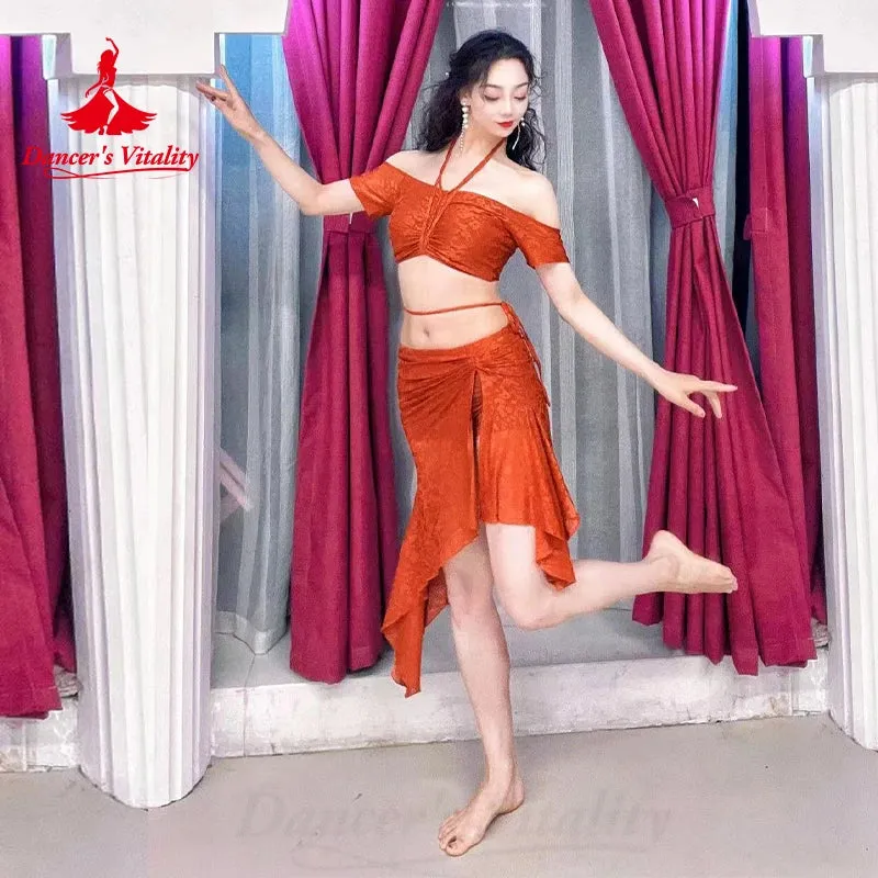 Belly Dance Costume Women's Exquisite V-neck Short Sleeved Top irregular Short Skirt Oriental Dance Performance Costumes