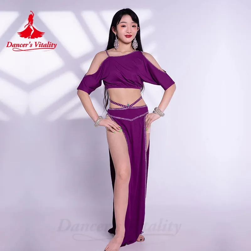 Belly Dance Costumes for Women Half Sleeves Top sexy Split Long Skirt 2pcs Oriental Belly Dancing Performance Clothes Outfit