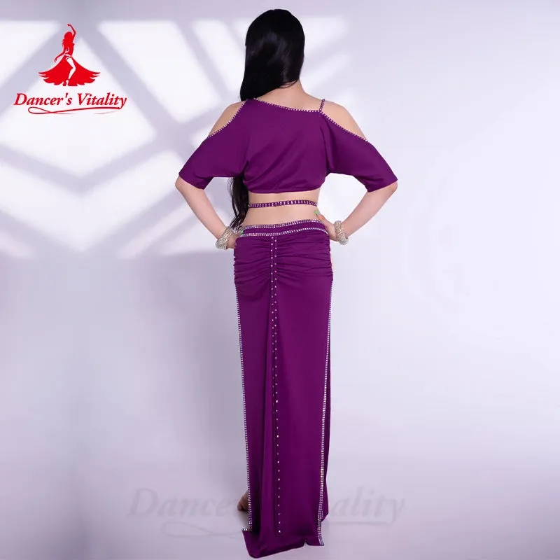 Belly Dance Costumes for Women Half Sleeves Top sexy Split Long Skirt 2pcs Oriental Belly Dancing Performance Clothes Outfit