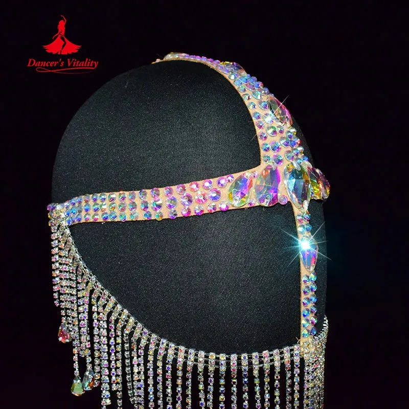 Belly Dance Face Mask Luxury Metal Diamond Chain Veil Indian Dancing Female Adult High-End Face Cover Performance Accessories