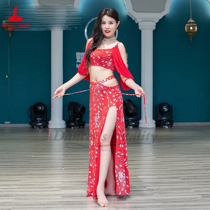 Belly Dance Performance Costume Set for Adult Children Belly Dancing Half Sleeves Top skirt 2pcs Female  Oriental Dance Outfit