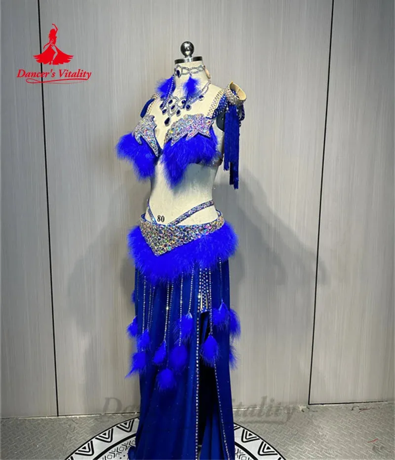 Belly Dance Performance Costume Set for Women Senior Bra sexy Split Long Skirt 2pcs Custom Adult Children Belly Dancing Suit