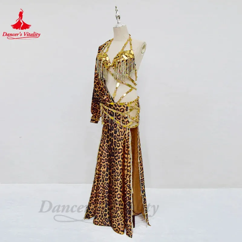 Belly Dance Performance Costume Suit for Women Customsized Bra single Sleeves Top long Skirt 3pcs Adult Child Bellydance Suit