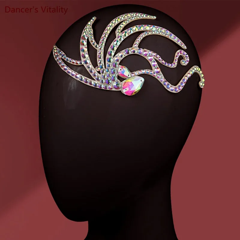 Belly Dance Performance Headdress Latin Dance Modern National Standard Competition Headdress Hand Stick Drill Dance Accessory