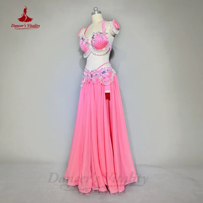 Belly Dance Performance Suit for Adult Children Customsized Bra split Long Skirt 2pcs Female Oriental Dance Professional Outfit