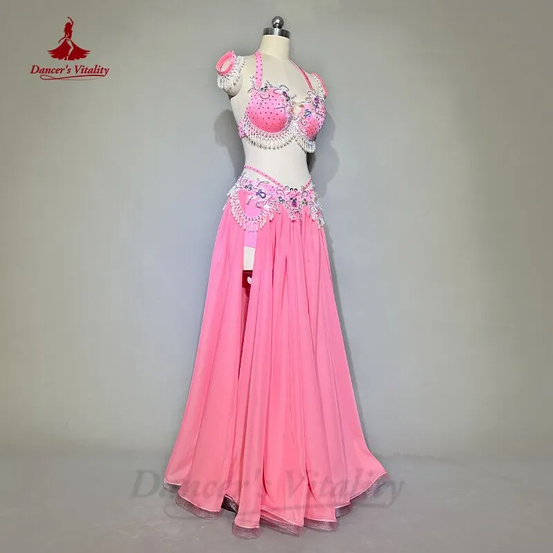 Belly Dance Performance Suit for Adult Children Customsized Bra split Long Skirt 2pcs Female Oriental Dance Professional Outfit