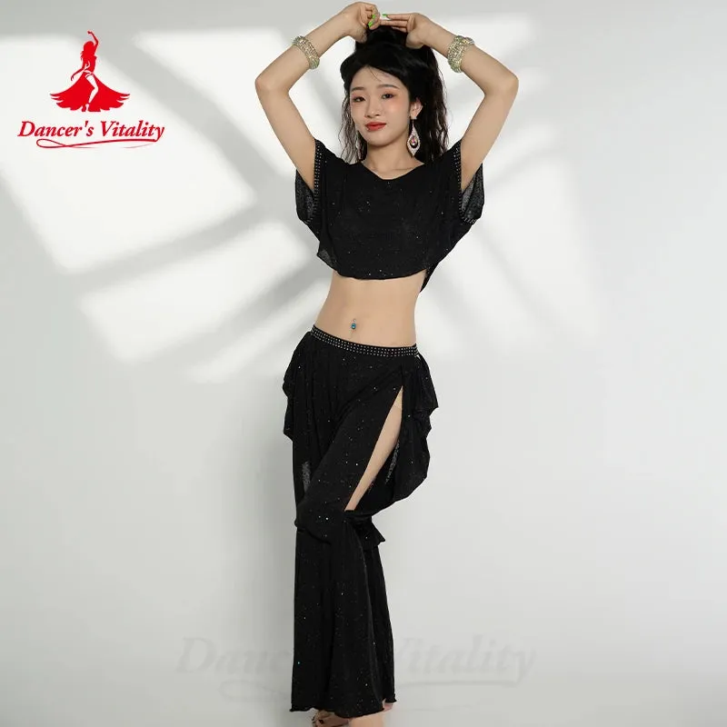 Belly Dance Practice Clothes Set Short Sleeves Top trousers 2pcs Cusomzied Adult Children Bellydancing Suit Kid Oriental Outfit