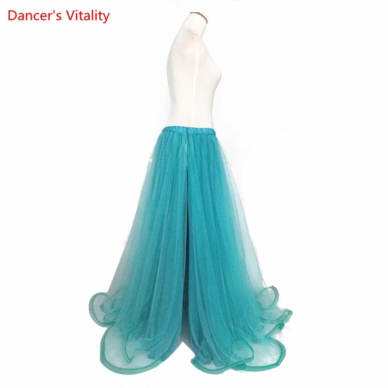 Belly Dance Skirt New Yarn Skirt Fairy Adult Children's Long Skirt Sexy Big Swing Skirt High-End Custom Balroom Dance Skirt