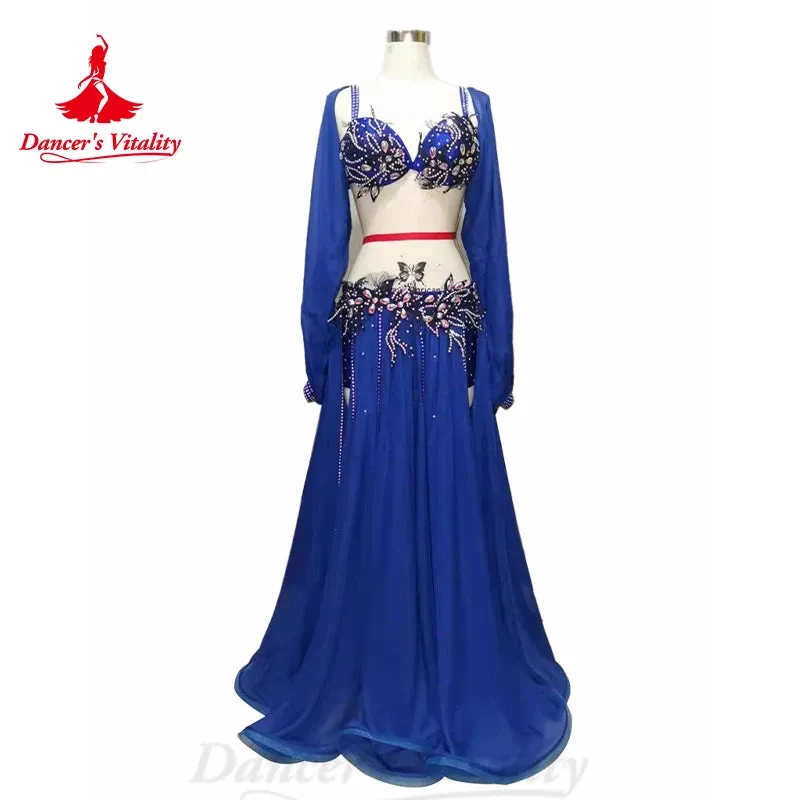 Belly Dance Suit Diamond-Studded Bra Split Big Swing Skirt Performance Clothes Set Female Adult High-End Competition Clothing