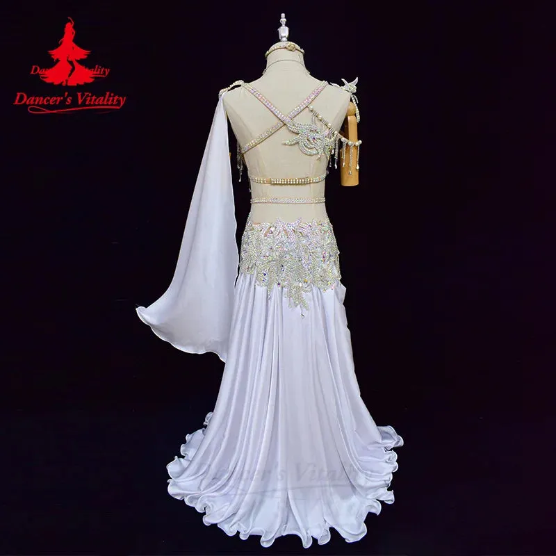 Belly Dance Suit Women Customization Luxury AB Stones Bra senior Rhinestone Split Long Skirt 2pcs Oriental Performance Clothing