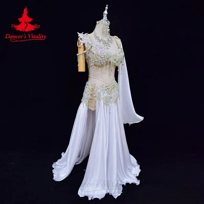 Belly Dance Suit Women Customization Luxury AB Stones Bra senior Rhinestone Split Long Skirt 2pcs Oriental Performance Clothing