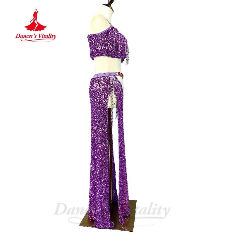 Belly Dancing Performance Costume Adult and Children Customized Luxury Rhinestone Sequin Set Oriental Dance Competition Clothing