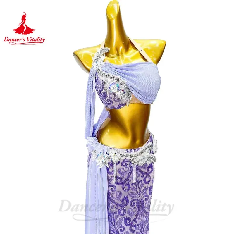 Bellydance Costume for Women Custom Oriental Bra Top lace Long Skirt 2pcs Adult Children Adult Belly Dancing Performance Outfit