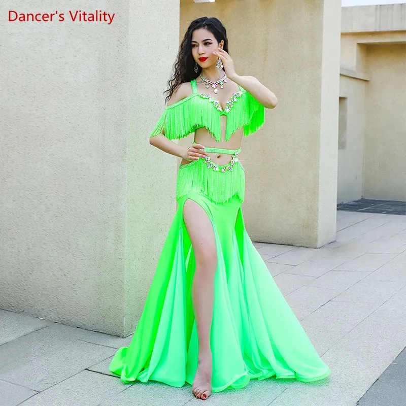 bellydance costume luxory cusomzied belly dancing performance bra long skirt 2pcs women adult children Oriental Dance Clothing