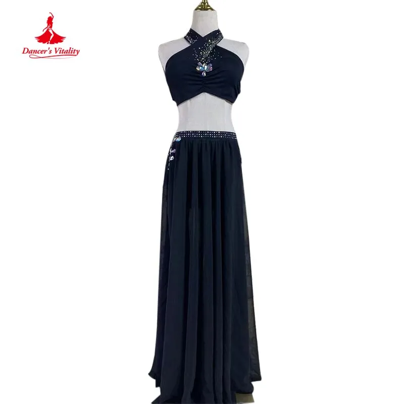 Bellydance Costume Senior AB Stones Bra split Chiffon Long Skirt 2pcs for Women Customzied Oriental Belly Dancing Wear Suit