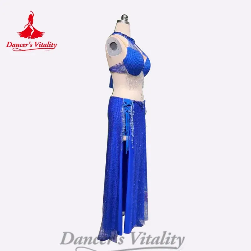 BellyDance Costume Set Customized Tassel Bra Sequin Long Skirt 2pcs Women's Oriental Dance Professional Performance Clothing