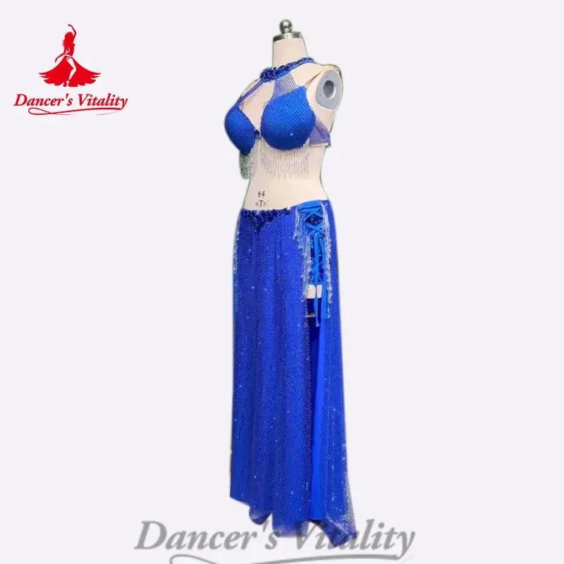 BellyDance Costume Set Customized Tassel Bra Sequin Long Skirt 2pcs Women's Oriental Dance Professional Performance Clothing