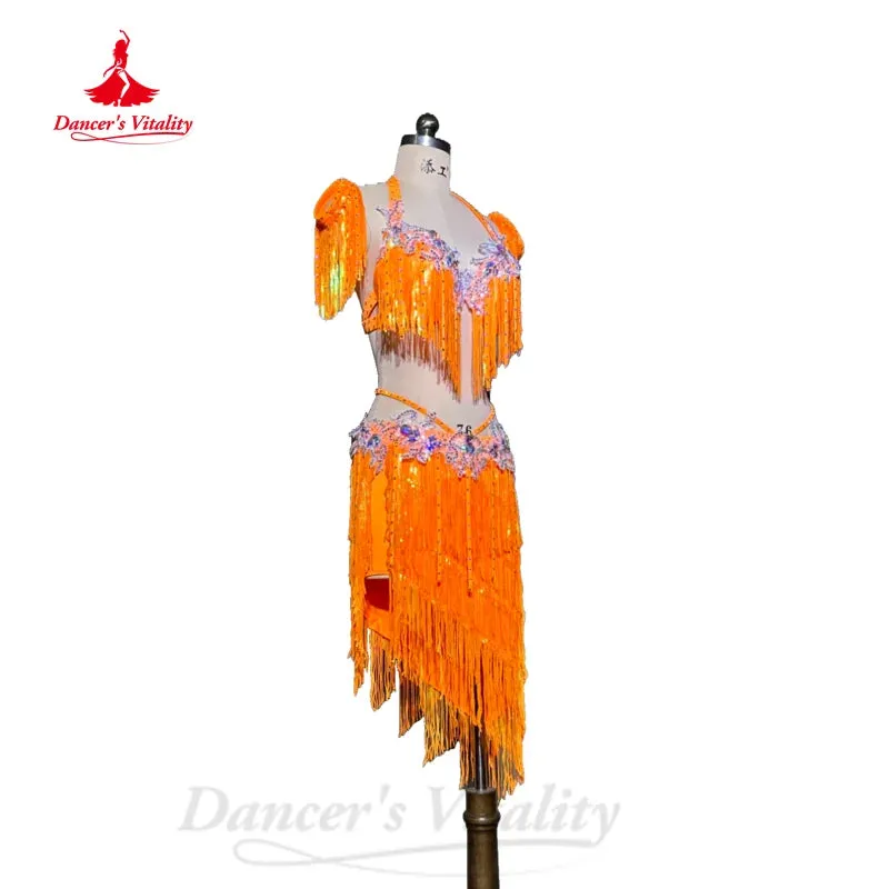 BellyDance Costume Women's Customization Senior AB Stones Bra sexy Split Tassels Skirt 2pcs Oriental Dance Performance Costumes