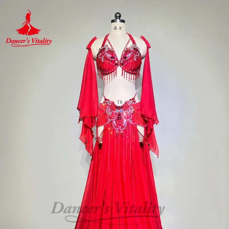 Bellydance Costumes Customized Luxury Bra Hand Sleeves Chiffon Long Skirt 3pcs Oriental Dance Professional Performance Clothing