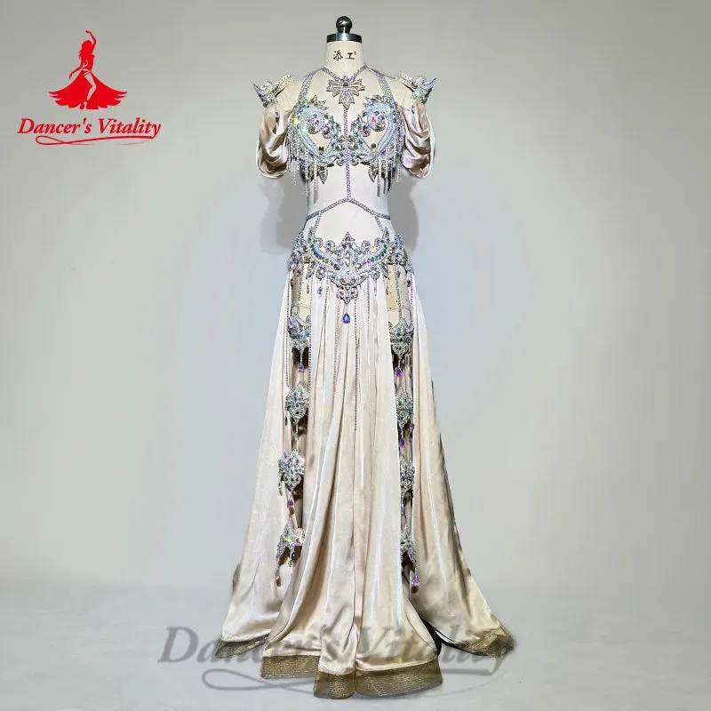 Bellydance Costumes Women's Customized Luxury Rhinestone Sexy Backless Dress Oriental Dance Professional Performance Clothing